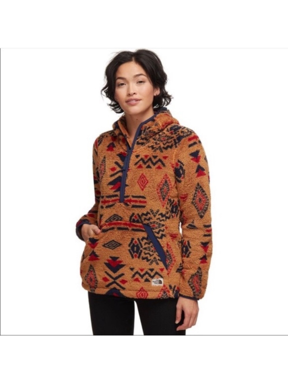 Cozy Aztec Sherpa Pullover Jacket in Tan
